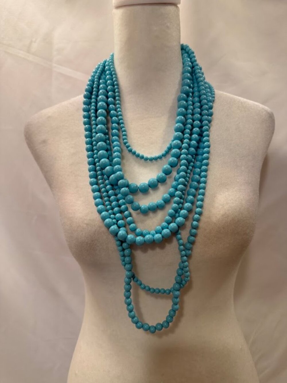 Blue Color Multi Strand Graduated Necklace (22") for any occasion